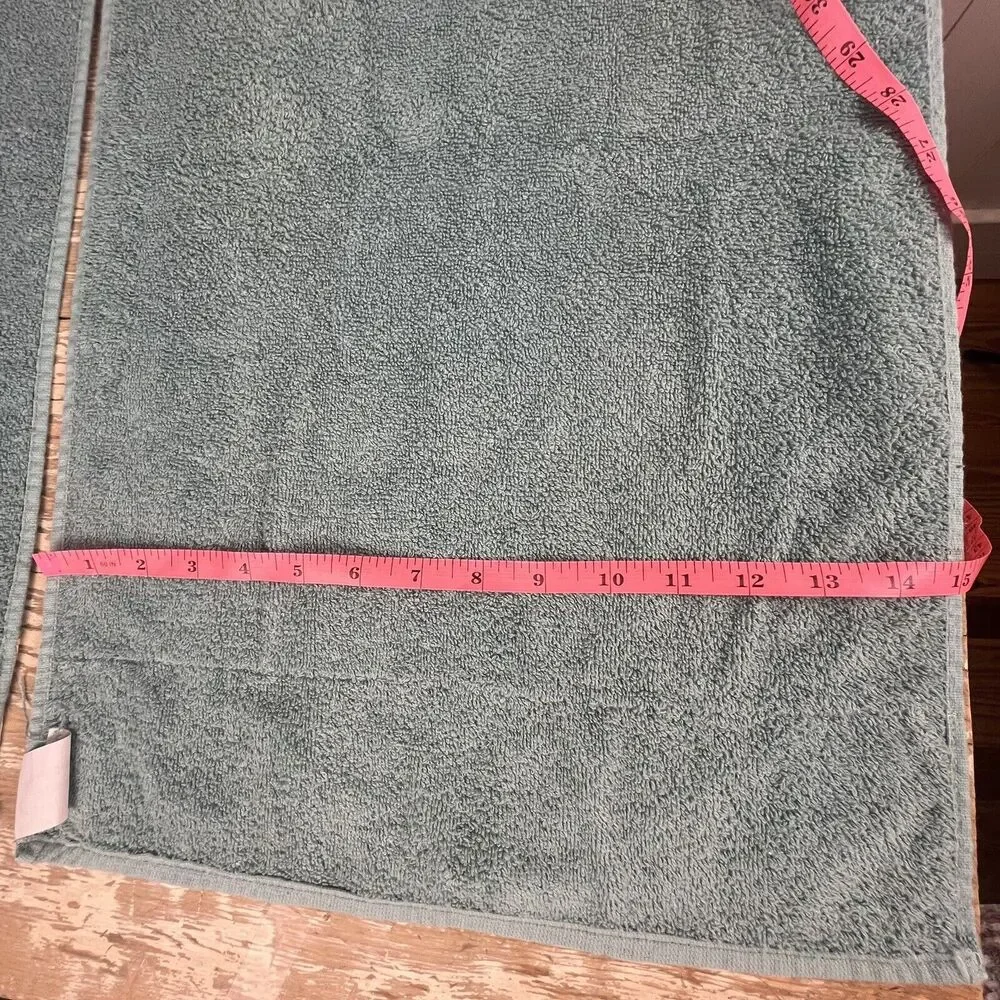 Vintage Set 6 Cannon Aqua Green Bath Hand Wash Towels Floral Satin Ruffle USA